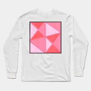 Coral Pink Geometric Abstract Acrylic Painting Long Sleeve T-Shirt